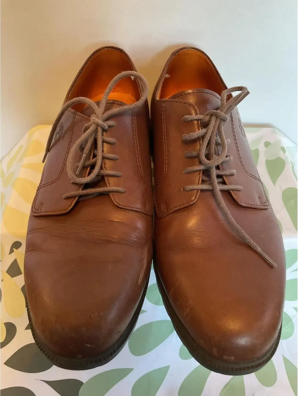 Timberland Men's Tan Waterproof Leather Derby Shoe US 9.5W Grandpa Style